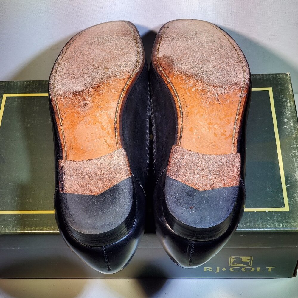 VINTAGE ***RARE*** R J COLT SAN REMO BLACK KILTIE TASSEL SLIP ON LOAFERS 1990'S - Picture 6 of 7